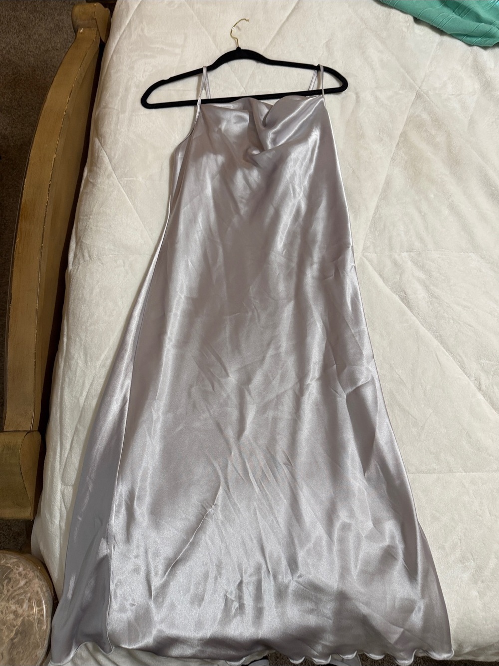 Bebe Silky Satin Slip Dress - Silver